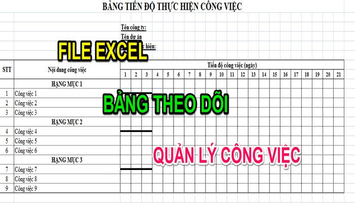 Mẫu kế hoạch thực hiện công việc Excel